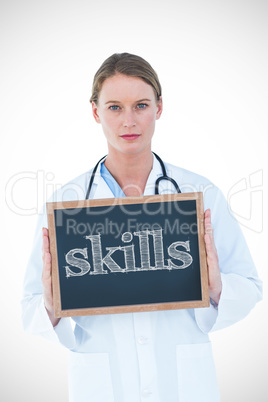 Skills against doctor showing chalkboard