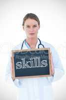Skills against doctor showing chalkboard