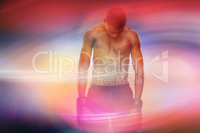 Composite image of muscular boxer