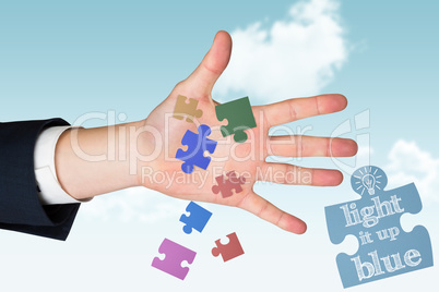 Composite image of hand with fingers spread out