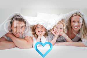 Composite image of family under the cover