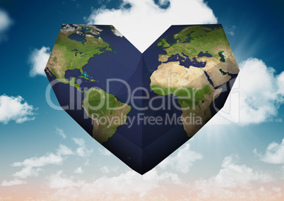 Composite image of heart shaped earth