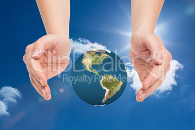 Composite image of hands presenting