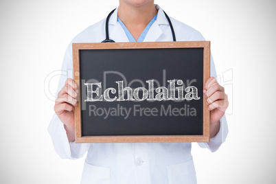 Echolalia against doctor showing little blackboard