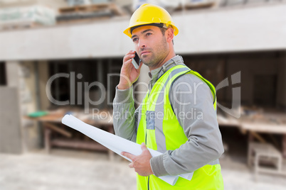 Composite image of architect on the phone