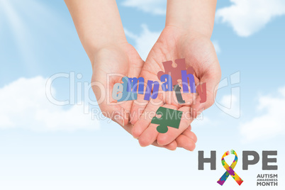 Composite image of hands presenting