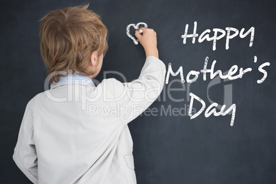 Composite image of cute pupil writing on board