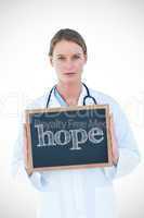 Hope against doctor showing chalkboard