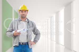 Composite image of architect looking at camera