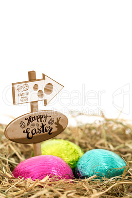 Composite image of easter egg hunt sign