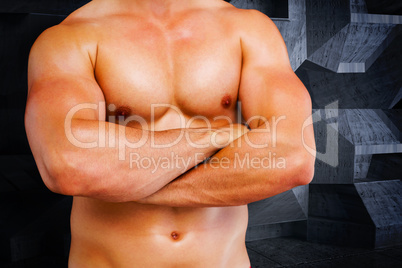 Composite image of bodybuilder