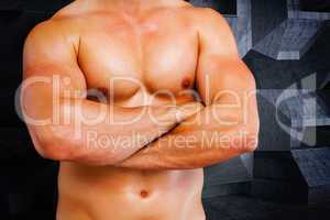 Composite image of bodybuilder