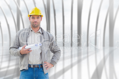 Composite image of architect looking at camera