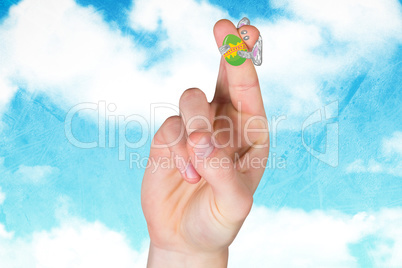 Composite image of fingers as easter bunny