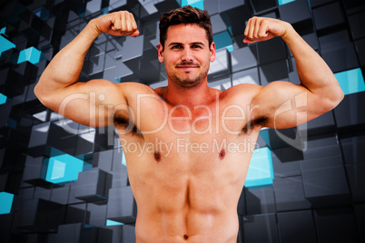 Composite image of bodybuilder