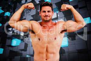 Composite image of bodybuilder