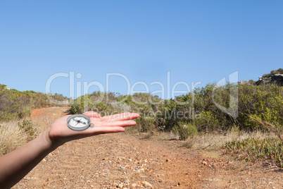 Composite image of hand showing