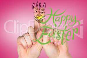 Composite image of fingers as easter bunny