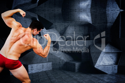 Composite image of attractive bodybuilder