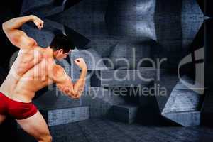 Composite image of attractive bodybuilder