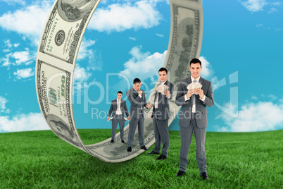 Composite image of multiple image of wealthy businessman