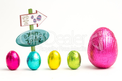 Composite image of easter egg hunt sign