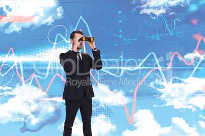 Composite image of elegant businessman standing and using binocu