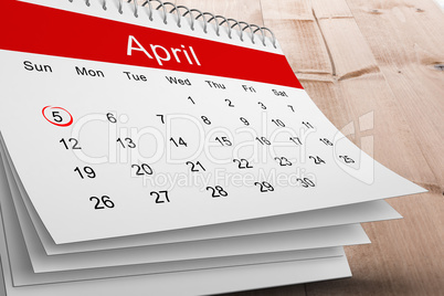 Composite image of april calendar