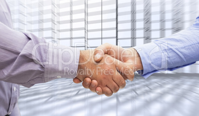 Composite image of men shaking hands