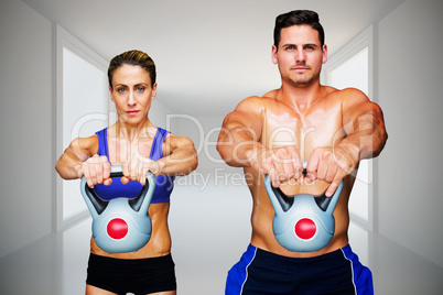 Composite image of bodybuilding couple