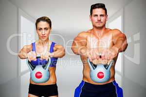 Composite image of bodybuilding couple