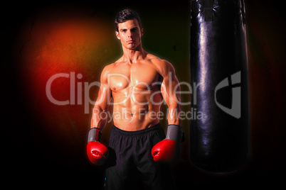 Composite image of muscular boxer