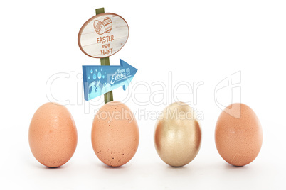 Composite image of easter egg hunt sign