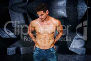 Composite image of attractive bodybuilder