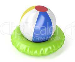 Beach ball and swim ring