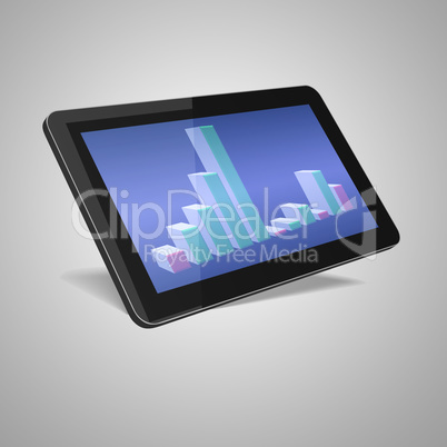 3d render of black tablet pc with market
