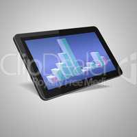 3d render of black tablet pc with market