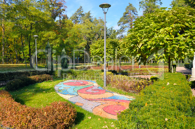 beautiful summer park with street lamp