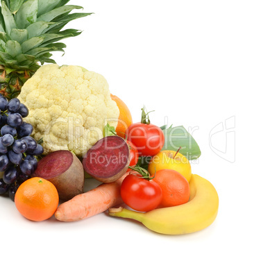 fruits and vegetables isolated on white background