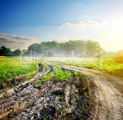 Blurred road in countryside