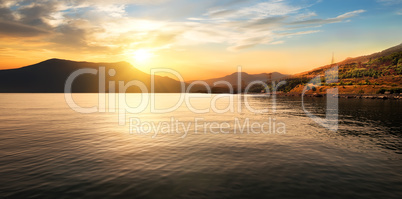 Calm sea and mountains