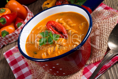 pepper soup also full grain noodles