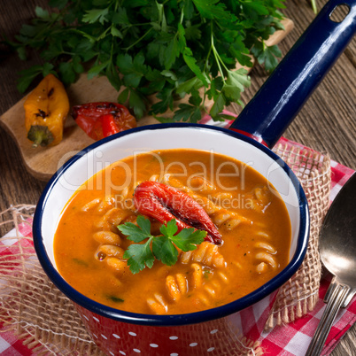 pepper soup also full grain noodles