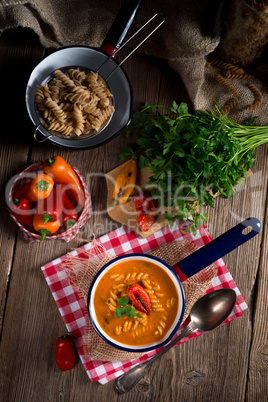 pepper soup also full grain noodles