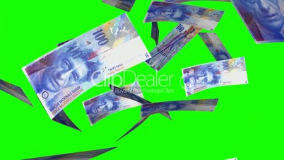 Falling Swiss Francs (Loop on Greenscreen)