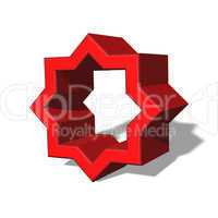 3d red empty star shape made of two joint squares