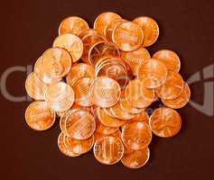 Retro look Dollar coins 1 cent wheat penny cent