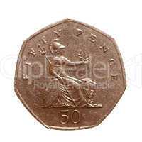 Retro look Fifty pence coin