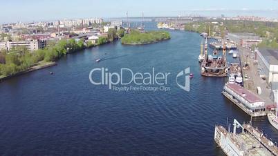 Aerial View to Dock for Ships, sunny day