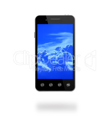 smart-phone with picture of blue clouds